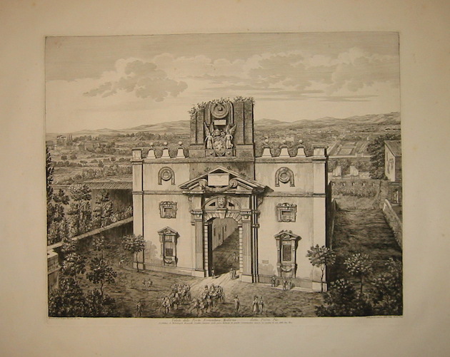 Rossini Luigi (1790-1875) Veduta della Porta Nomentana Moderna detta Porta Pia. Architettura di Michelangelo Buonarroti 1829 Roma